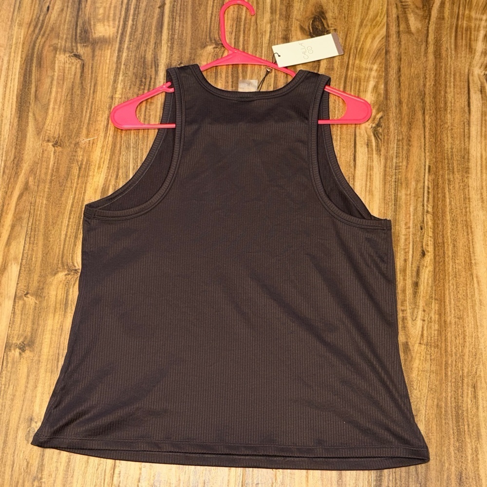 CALIA women Xl tank top rib racer dark brown athletic wicking stretch layer NWT - Picture 4 of 10